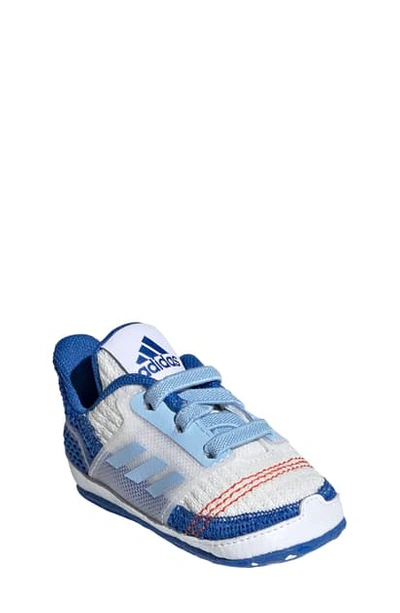 Adidas Originals Ultracrib Knit Crib Sneaker In White/ Glow Blue/ Blue
