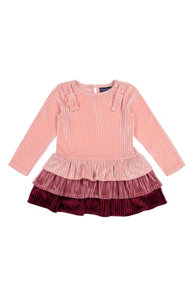 Andy & Evan Babies' Velour Tier Dress In Light Pink