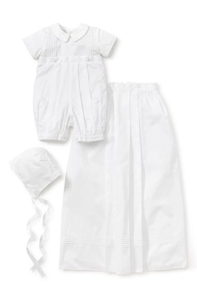 Kissy Kissy Babies'  Graham Christening Romper, Detachable Skirt & Hat Set In White