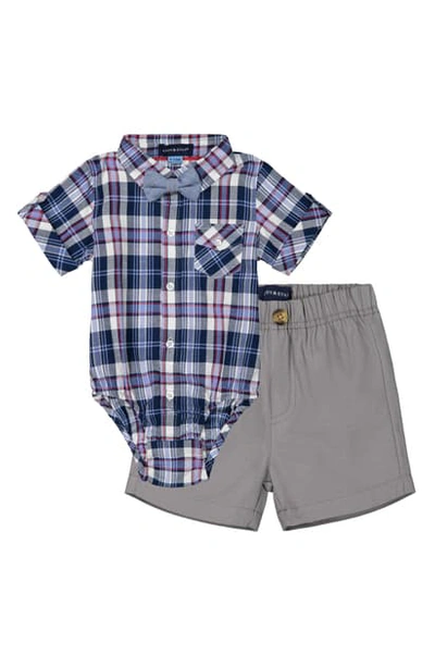 Andy & Evan Babies' Bodysuit, Shorts & Bow Tie Set In Bright Blue