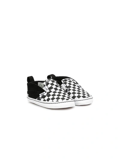 Vans Babies' Slip-on Crib Sneakers In Black/white