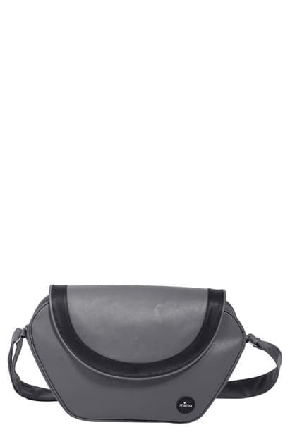 grey leather diaper bag