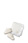 Ugg Girl's Bixbee Booties & Lovey Baby Blanket Set In Cream