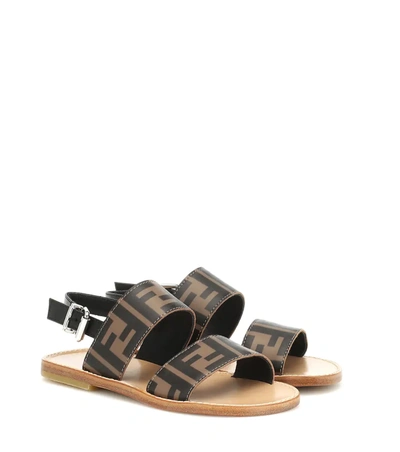 Fendi Kids' Ff Embossed-logo Sandals In Blk/beige