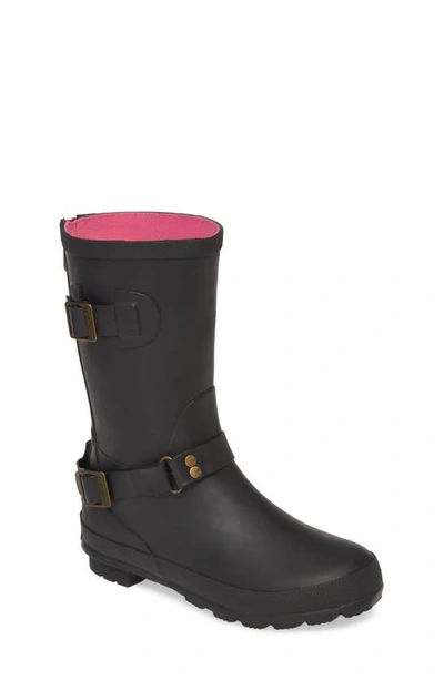 Joules Kids' Biker Welly Waterproof Rain Boot In Black