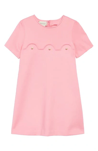 Gucci Kids' Scallop Detail Shift Dress In Pink Coral