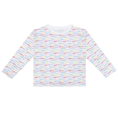 Stella Mccartney Kids' Scribble Logo Organic Cotton Tee In White Multi