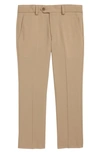 Tallia Kids' Solid Wool Blend Flat Front Trousers In Tan