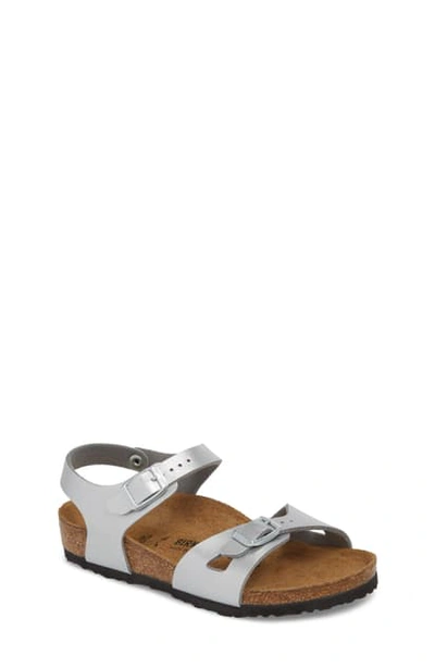 Birkenstock Rio Metallic Sandal In Silver Sparkling