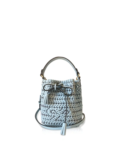 Anya Hindmarch Women's Neeson Woven Leather Drawstring Bucket Bag In Light Blue