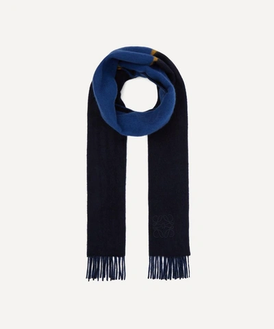 Loewe Window Cashmere-blend Scarf In Navy