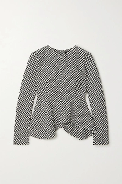 A.w.a.k.e. Gingham Cotton-blend Peplum Top In Black White