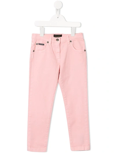 Dolce & Gabbana Kids' Slim Fit Jeans In Pink