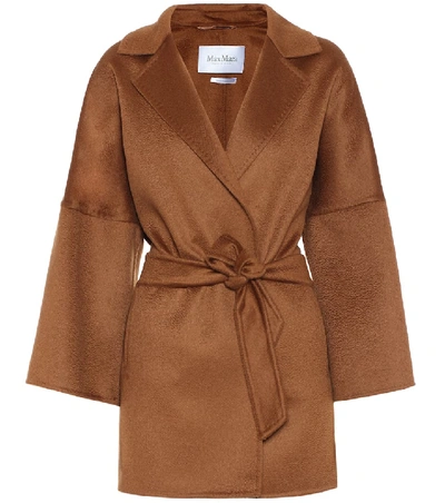 Max Mara Angizi Double-face Cashmere Coat In Brown