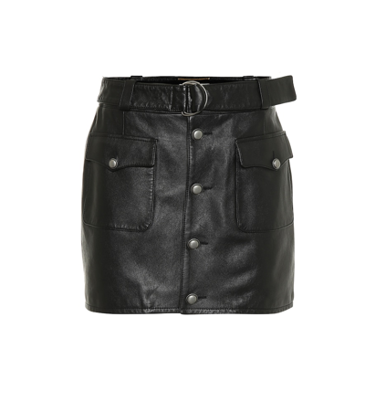 Saint Laurent Leather Miniskirt In Black