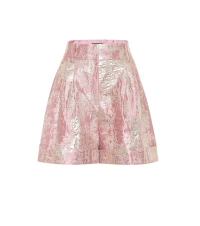 Dolce & Gabbana High-rise Lamé Jacquard Shorts In Pink