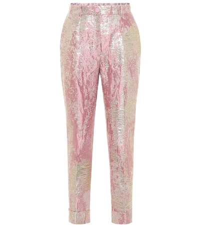 Dolce & Gabbana High-rise Straight Jacquard Pants In Pink