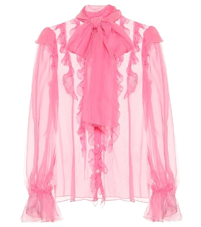 Dolce & Gabbana Ruffled Silk-chiffon Blouse In Pink