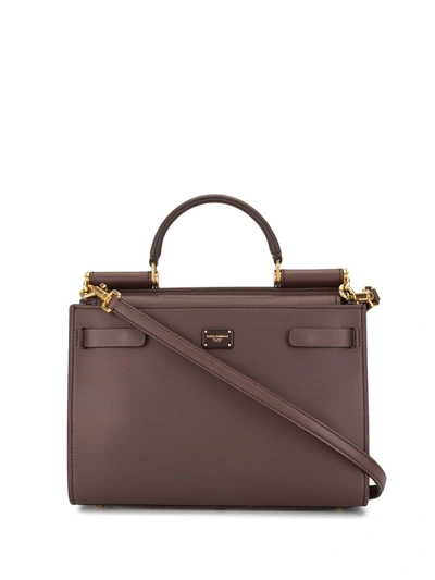 Dolce & Gabbana Sicily 62 Small Leather Tote In Purple