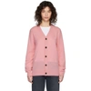 Acne Studios Keve Face Patch Wool Cardigan In Pink