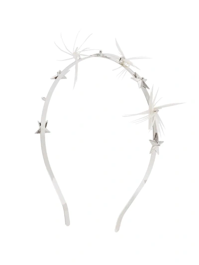Gigi Burris Millinery White Dhalyn Star Feather Headband In Metallic