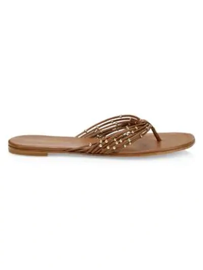 Gianvito Rossi Women's Beaded Leather Thong Sandals In Cuoio