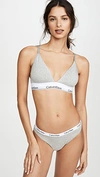 Calvin Klein Underwear Modern Cotton Lightly Lined Triangle Bralette In Grey