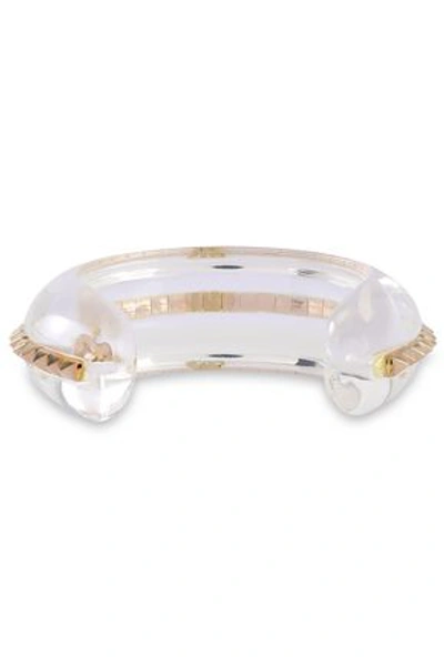 Valentino Garavani Gold-tone Tortoiseshell Acetate Cuff In Clear