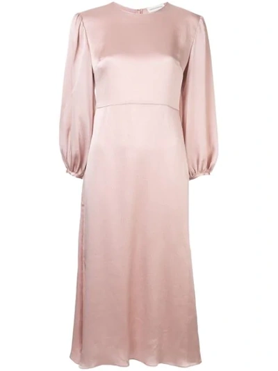 Mansur Gavriel Hammered-silk Midi Dress In Pink