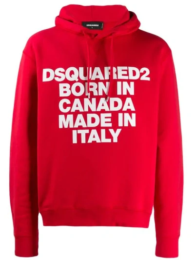 Dsquared2 Born In Canada Made In Italy Hoodie In Red | ModeSens