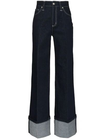 Chloé Wide Leg Folded Jeans In Blue