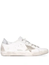 Golden Goose White And Silver Superstar Leather Sneakers