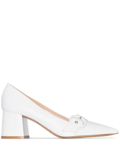 Gianvito Rossi White 60 Buckled Leather Pumps