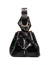 Ganni Black Mock Croc Patent Leather Bracelet Bag
