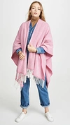 Rag & Bone Herringbone Wool Blend Poncho In Pink Multi