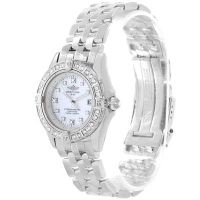 Pre-owned Breitling Mop 18k White Gold Diamond Callistino Women's Wristwatch 29mm