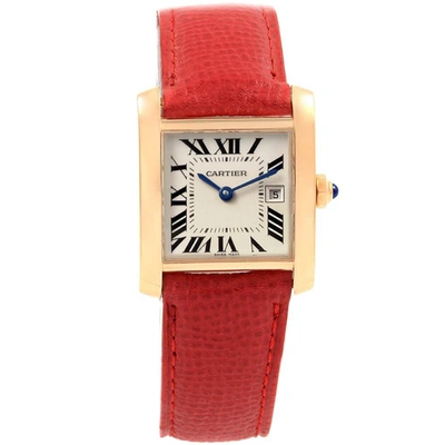 Pre-owned Cartier Silver 18k Yellow Gold Tank Francaise Midsize W50014n2 Women's Wristwatch 25x30mm