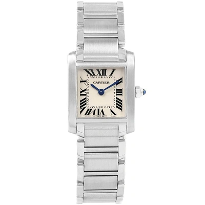 Pre-owned Cartier Silver Stainless Steel Tank Francaise W51008q3 Women's Wristwatch 20x25mm