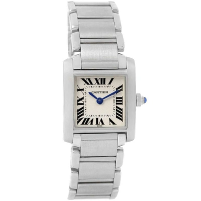 Pre-owned Cartier Silver Stainless Steel Tank Francaise Small W51008q3 Women's Wristwatch 20x25mm