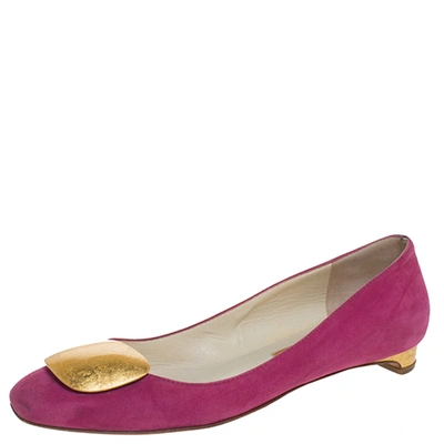 Pre-owned Rupert Sanderson Pink Suede Leather Ballet Flats Size 37.5