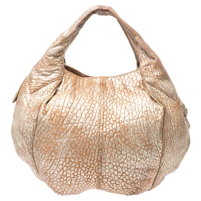Pre-owned Givenchy Gold/beige Pebbled Leather Hobo