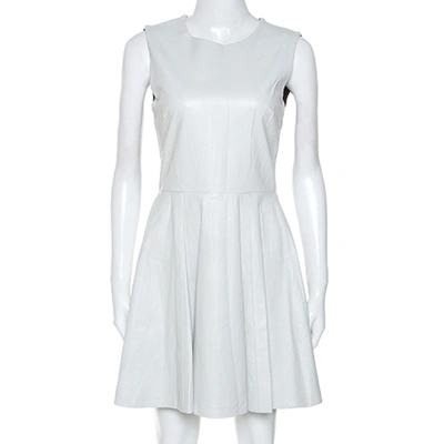 Pre-owned Diane Von Furstenberg White Jeannie Leather Fit And Flare Dress S