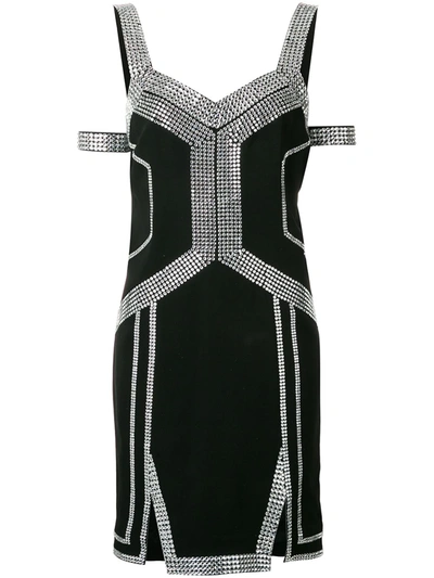 Philipp Plein Embellished Trim Dress In Black