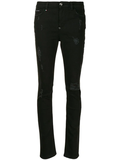 Philipp Plein Statement Slim-fit Jeans In Black