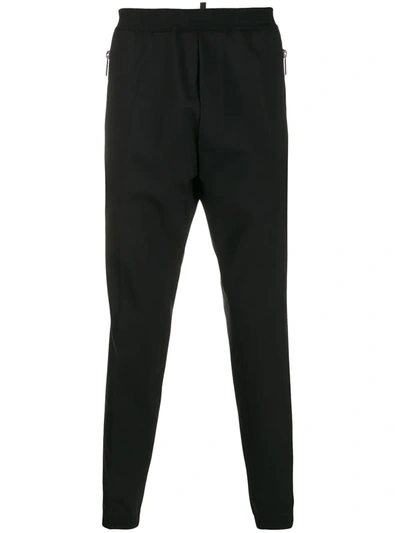 Dsquared2 Logo Print Tapered Trousers In Black