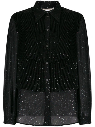 Marco De Vincenzo Sheer Glitter-embellished Shirt In Glitter Black