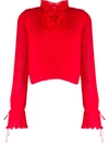 Marco De Vincenzo Pleated Flower Detail Blouse In Red