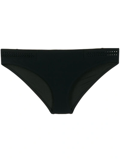 Calvin Klein Woven-trim Bikini Bottom In Black