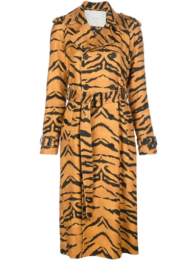 Adam Lippes Tiger-print Trench Coat In Gold