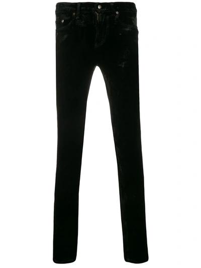 Saint Laurent Skinny Velvet Trousers In Black